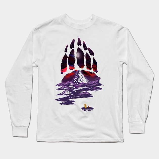 A Paw for a Full Moon Long Sleeve T-Shirt by Vertei